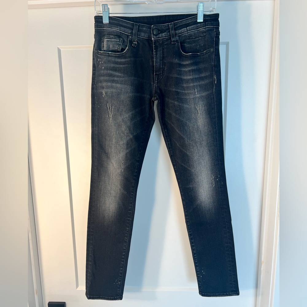 R13 black Kate skinny distressed jeans 27